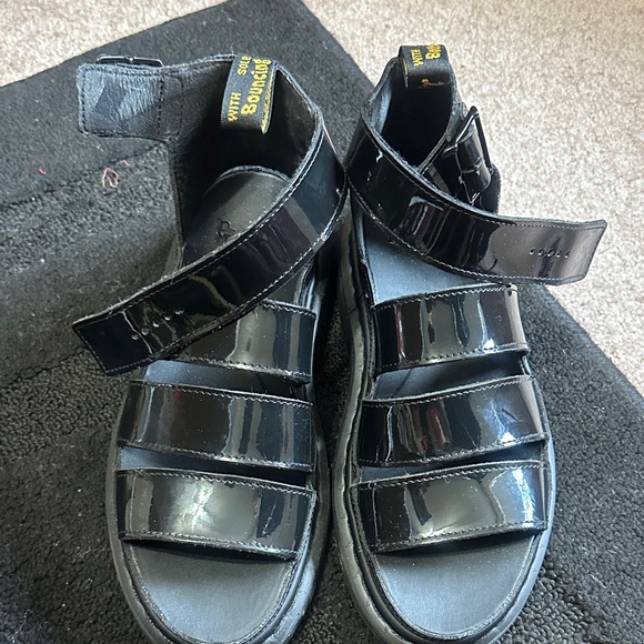 Dr. Martens Shoes - Dr. Martens Clarissa II Black Patent Leather Sandals